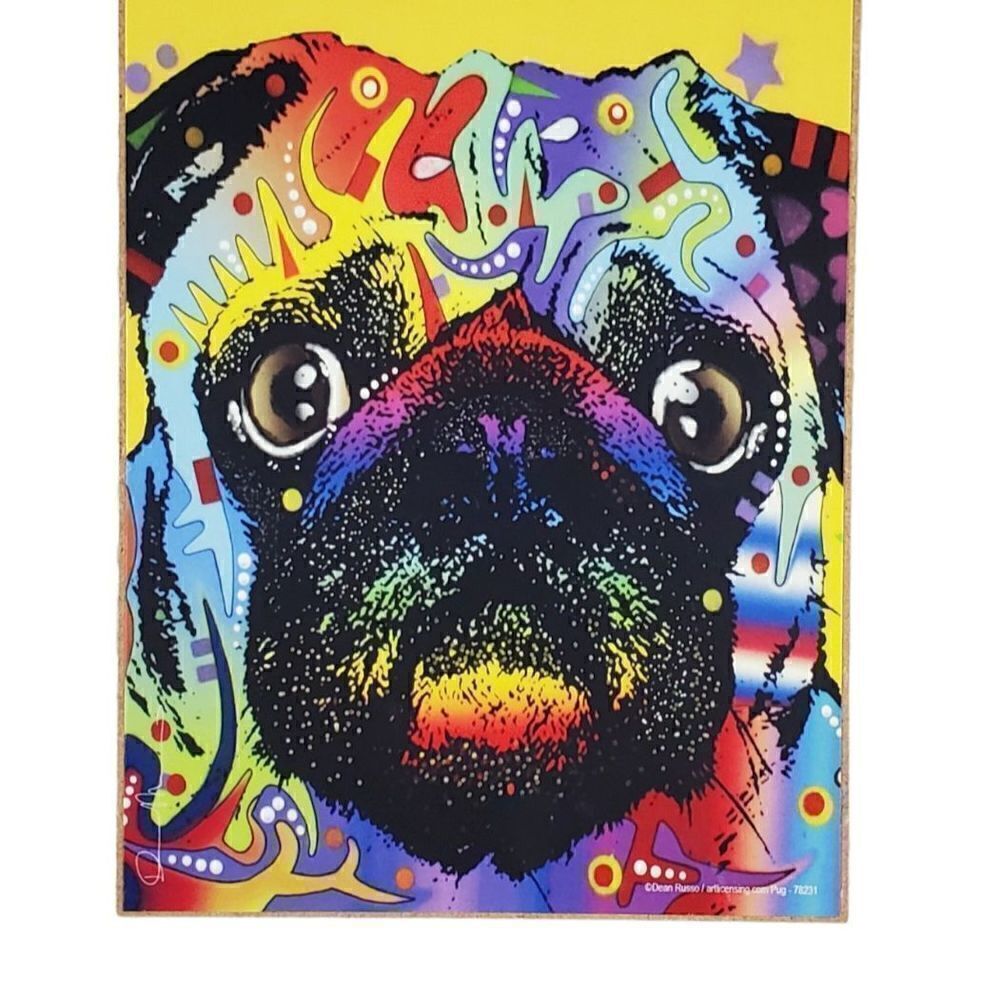 Dean Russo All You Need is Love And A Dog Door Hanger Pug Gift Home Decor Yellow - Picture 4 of 8
